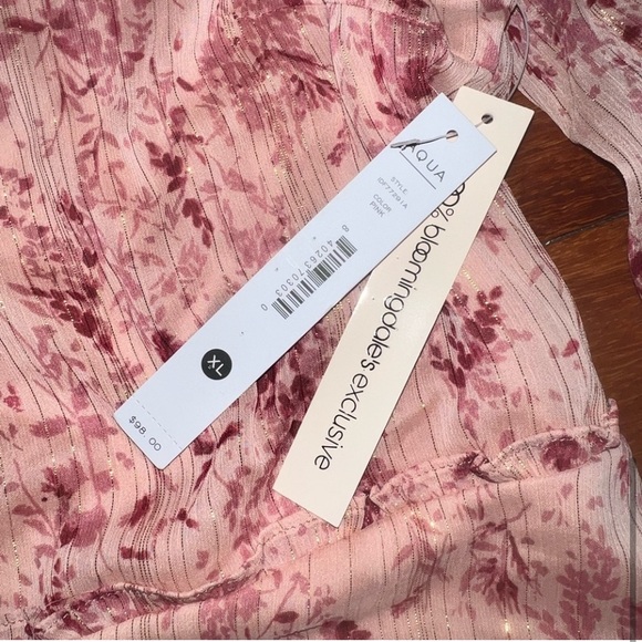 Aqua - pink with gold thread floral tiered dress - Picture 7 of 9